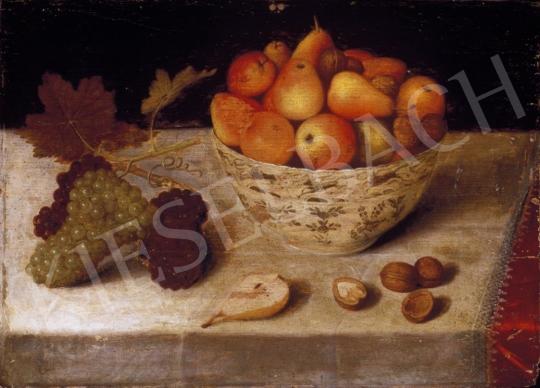Ismeretlen flamand vagy francia festő, 1620 k - Csendélet körtékkel, szőlővel és dióval | 3. Aukció aukció / 164 tétel