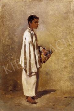 Ismeretlen festő, 1860 körül - Szolnoki cigányfiú kosárral | 3. Aukció aukció / 174 tétel
