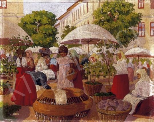 Ismeretlen festő, 1920 körül - Napfényes piactér | 3. Aukció aukció / 228 tétel