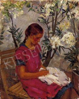  Czencz, János - Little Girl on a Verandah with Leanders 