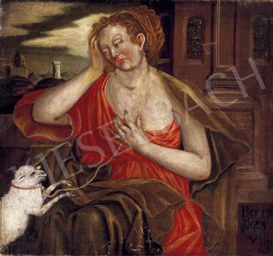 Ismeretlen festő, 17. század - Nő báránnyal (A türelem) | 3. Aukció aukció / 276 tétel