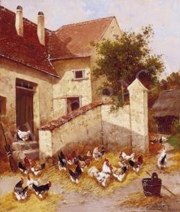 Signed L. Dalmas, about 1900 - Poultry Yard 