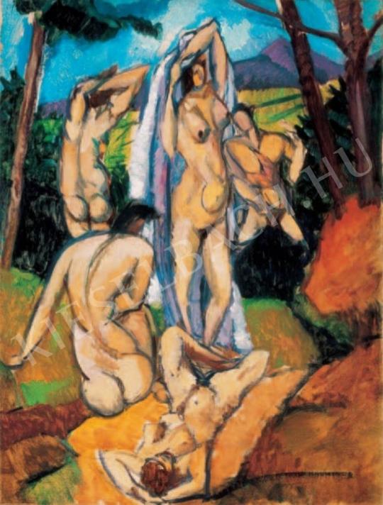 Tihanyi Lajos - Aktok a szabadban festménye