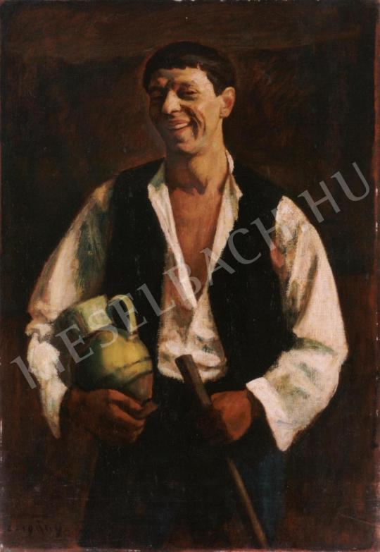  Czigány, Dezső - Laughing Self-Portrait painting