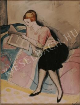 Berény, Róbert - Woman Reading on the Sofa 