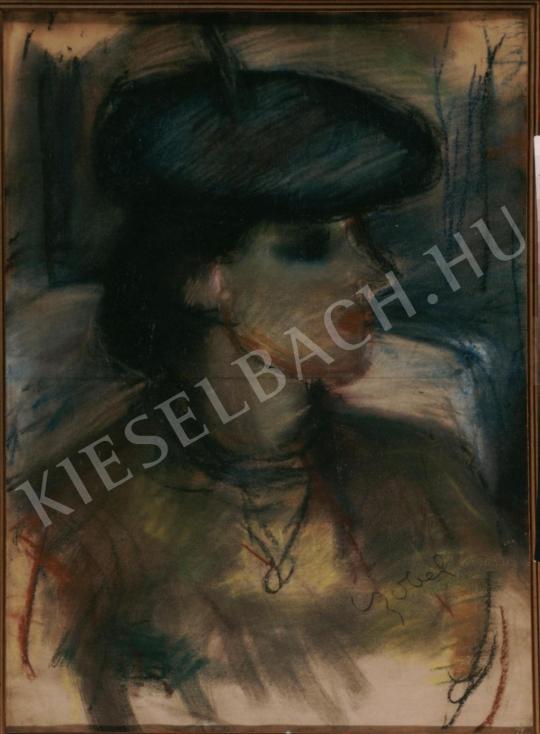  Czóbel, Béla - Woman in Blue Hat painting