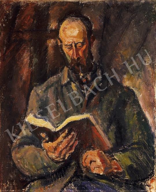  Márffy Ödön - Olvasó férfi pipával festménye