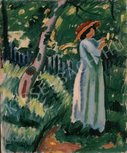  Czigány Dezső - Kalapos nő kertben festménye