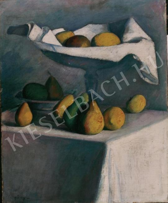  Czigány Dezső - Asztali csendélet körtével, citrommal festménye