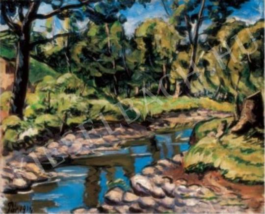  Pór Bertalan - Ligetes táj patakkal, 1914 festménye