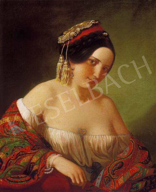 Ismeretlen festő, 1850 körül - Hölgy görög ruhában | 2. Aukció aukció / 45 tétel