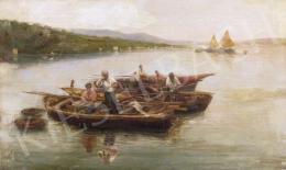 Unknown Italian painter - Fishermen by the Lake Garda 