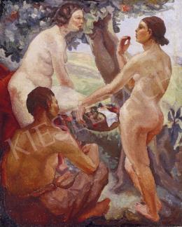 Unknown painter - Female Nudes with Fruit Basket 