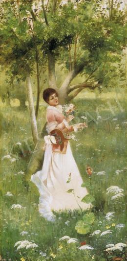 Unknown painter, 19th century - Flower Picking in the Garden 