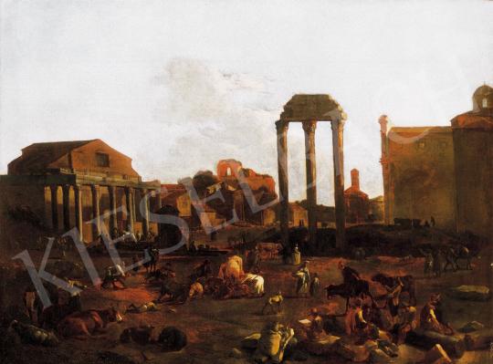 Jan van Ossenbeeck köre - Hajnali vásározók a Forum Romanumon háttérben a Saturnus templommal, és a Tabulariummal | 21. Aukció aukció / 124 tétel