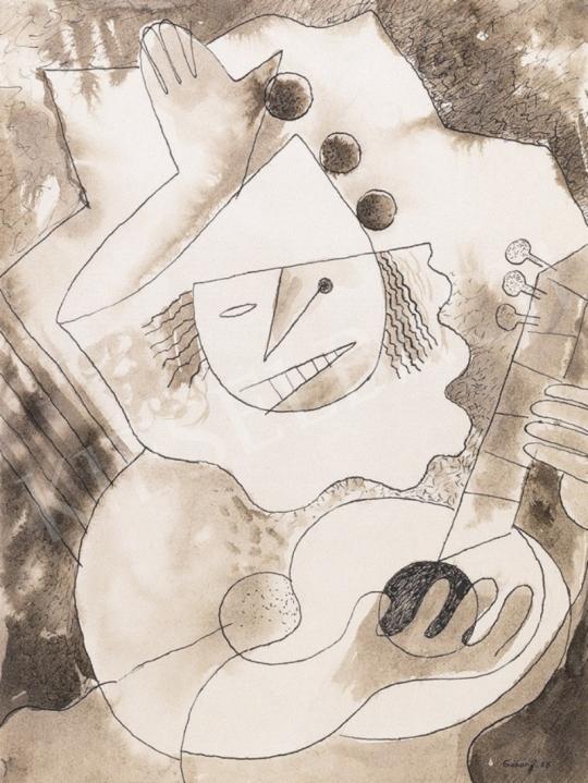  Gábor, Jenő - Pierrot with a Guitar | 1st Auction auction / 205 Lot