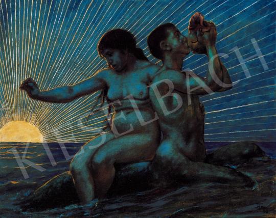 Thoma, Hans - Lovers on the beach in the light of Sunset | 21st Auction auction / 147 Lot