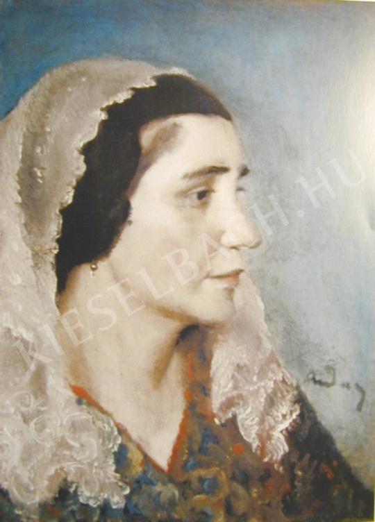  Rudnay, Gyula - Lace -  Scarved Woman painting