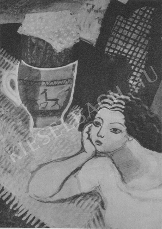 Berény, Róbert - Woman Leaning on Her Elbow painting