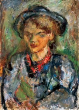  Diener-Dénes, Rudolf - Béla Czóbel's Wife in Blue Hat (Mária Modok) 