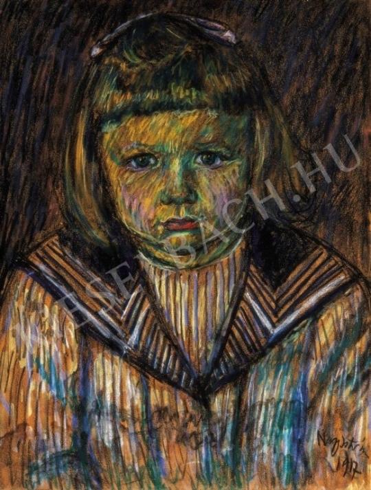 Nagy, István - Girl in a Blouse with Sailor Collar (Portrait of a Girl), 1917 painting