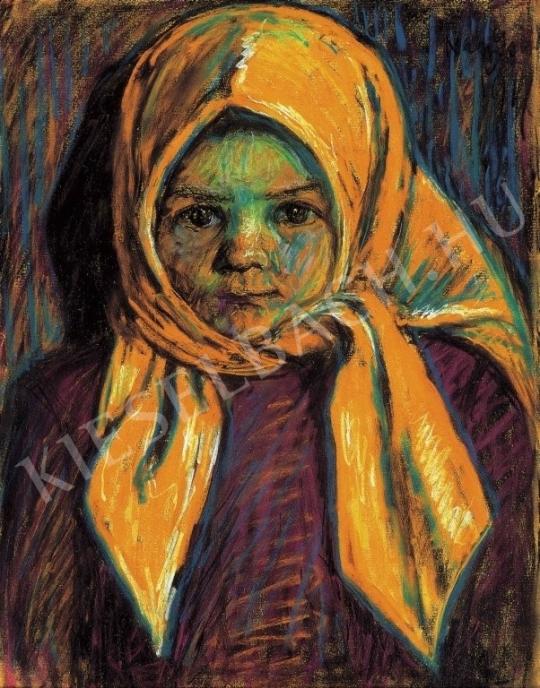 Nagy István - Sárgakendős kislány, 1917 festménye