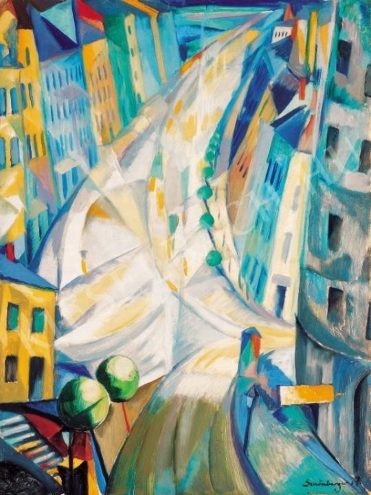  Schönberger Armand - Nagyvárosi fények, 1920-as évek festménye