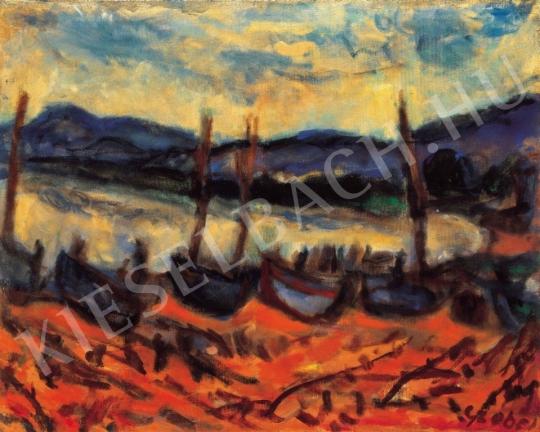  Czóbel, Béla - Seascape with Boats, 1930 painting