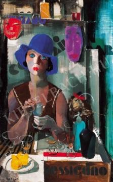 Aba-Novák, Vilmos - Laura (Woman in a Blue Hat), 1930 painting