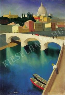  Kontuly, Béla - Tevere (Ponte Sisto), c. 1930 painting