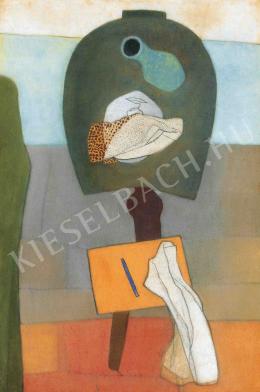 Vajda Lajos - Csendélet patkó alakú asztalon (1934)