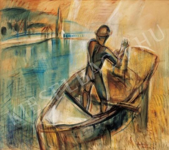 Egry József - Hálóvető (Csónakos), 1928 festménye
