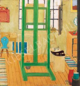  Czimra Gyula - Műterem (Enteriőr festőállvánnyal), 1964 