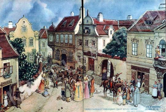 Biczó András - Várbeli hangulat hajdanában Szent István napján festménye
