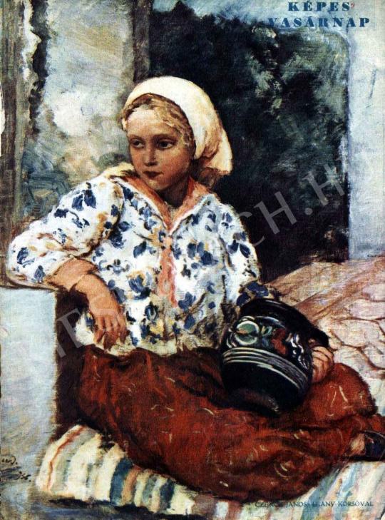  Czencz, János - Girl with a Mug painting