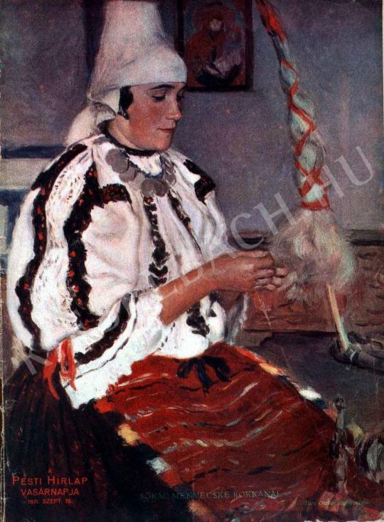  Glatz, Oszkár - Sokac Young Wife with a Spinning Wheel painting