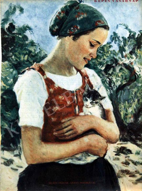  Glatz, Oszkár - Girl with a Cat painting