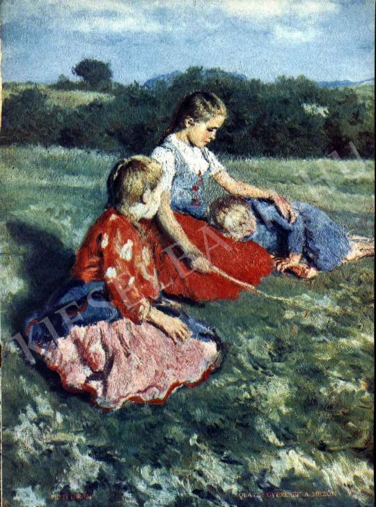  Glatz, Oszkár - Children on the Field painting