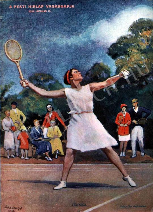  Hadzsy, Olga (B. Hadzsy Olga, Braun Olga, Mar - Playing Tennis painting