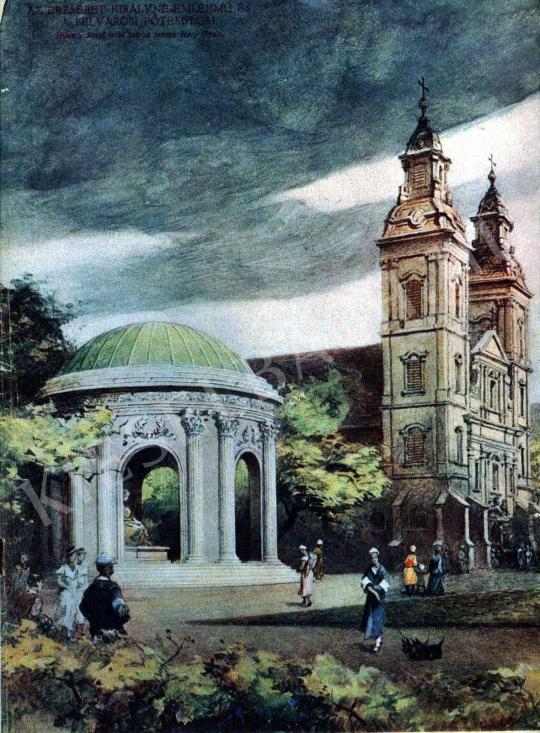  Háry Gyula - Az Erzsébet királyné emlékmű és a belvárosi Főtemplom festménye