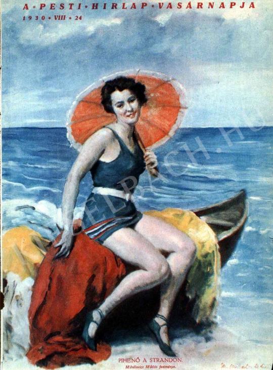 Mihalovits Miklós - Pihenő a strandon festménye