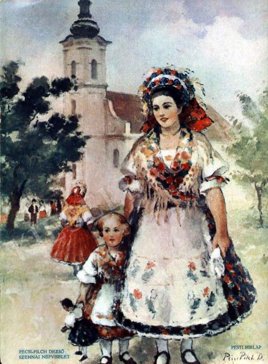 Pécsi-Pilch, Dezső - Folk Costume in Szenna painting