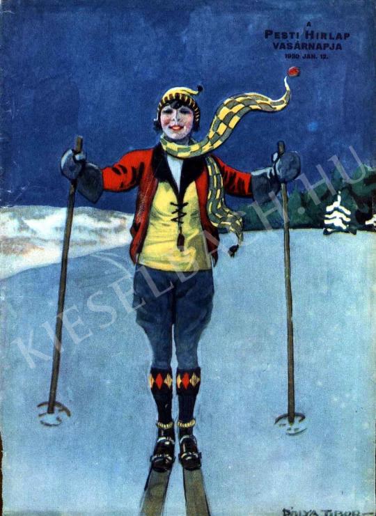  Pólya, Tibor - Skiing painting