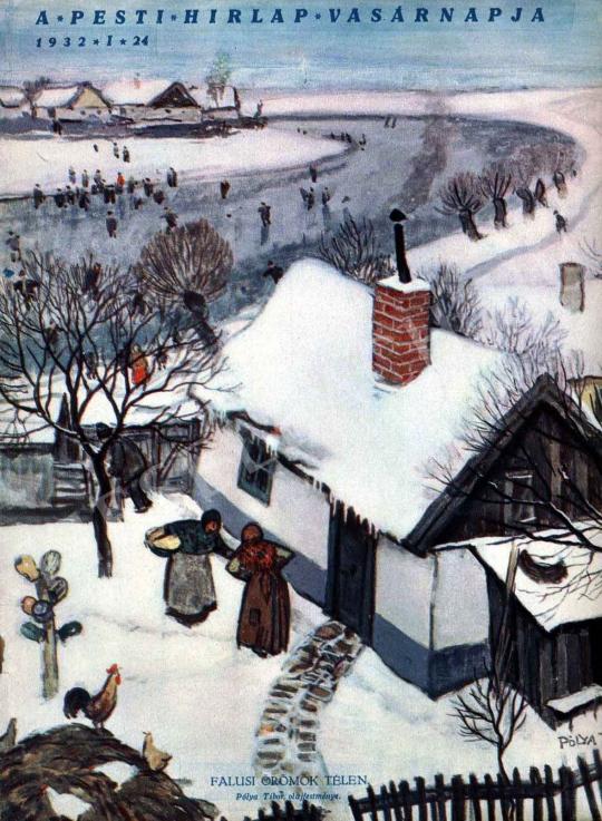  Pólya Tibor - Falusi örömök télen festménye
