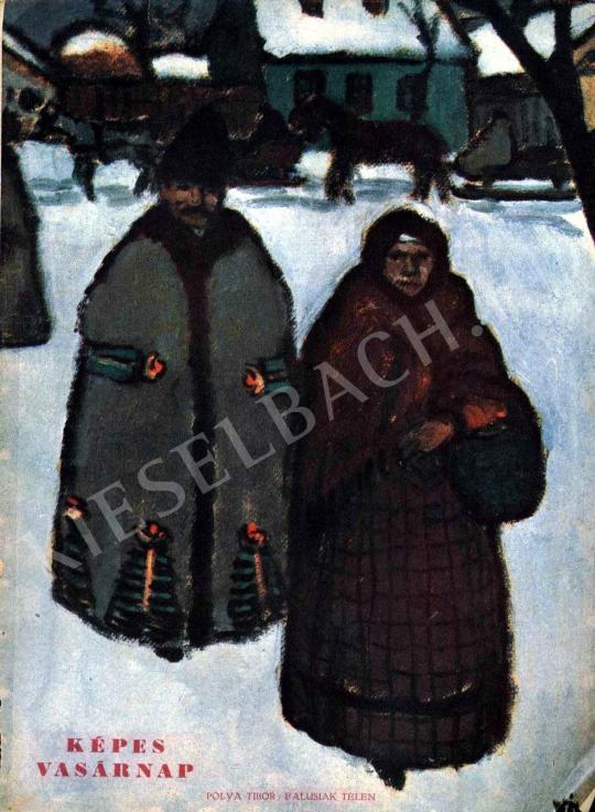  Pólya Tibor - Falusiak télen festménye