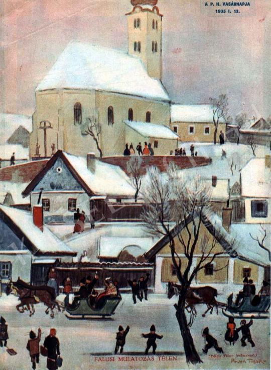  Pólya Tibor - Falusi mulatozás télen festménye