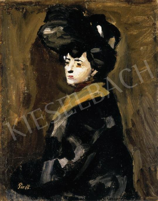  Pór Bertalan - Kalapos nő, 1905 | 27. Aukció aukció / 92 tétel