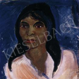 Derkovits, Gyula - Girl with Blue Background, 1925 