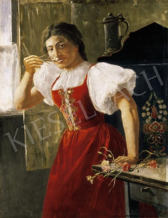 Rippl-Rónai, József - Red-Dressed Girl with Flowers, 1885 | 27th Auction auction / 186 Lot