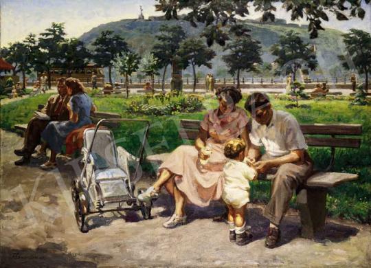 Felekiné Gáspár, Anni - Family on the Promenade in Pest, 1953 | 27th Auction auction / 215 Lot